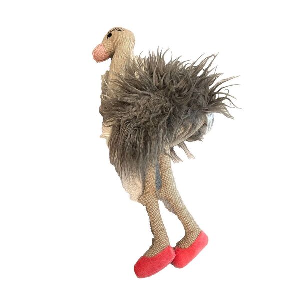 Anthropologie Furry Ostrich Bird Pink Olivia Stuffed Animal Toy 18" Plush - Picture 2 of 12